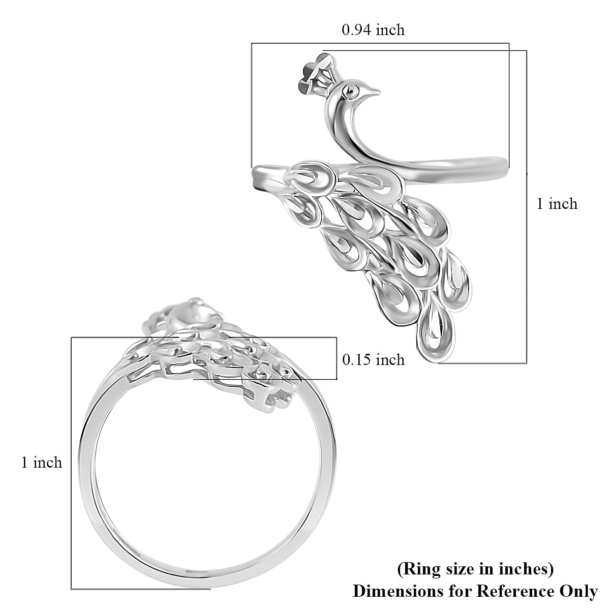 950 Platinum Peacock Ring (Size 7.0) 4 Grams image number 5