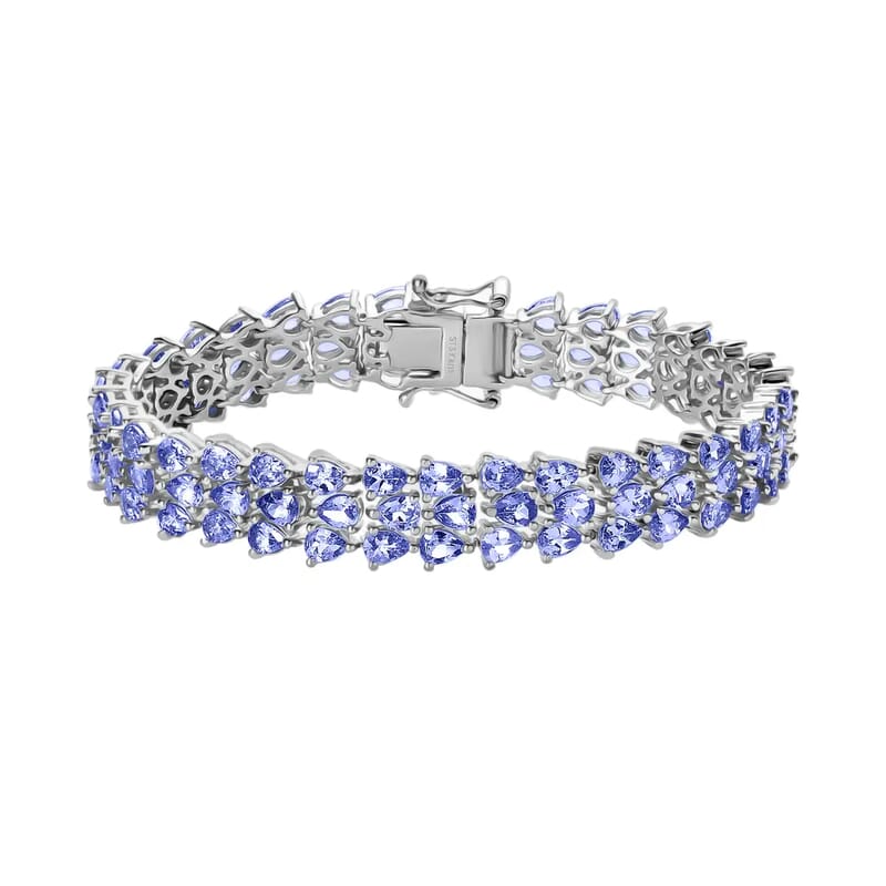 Karis Tanzanite Bracelet , Multi Row Bracelet , Bracelet in Platinum Bond , Jewelry For Her (6.50 In) 14.35 ctw