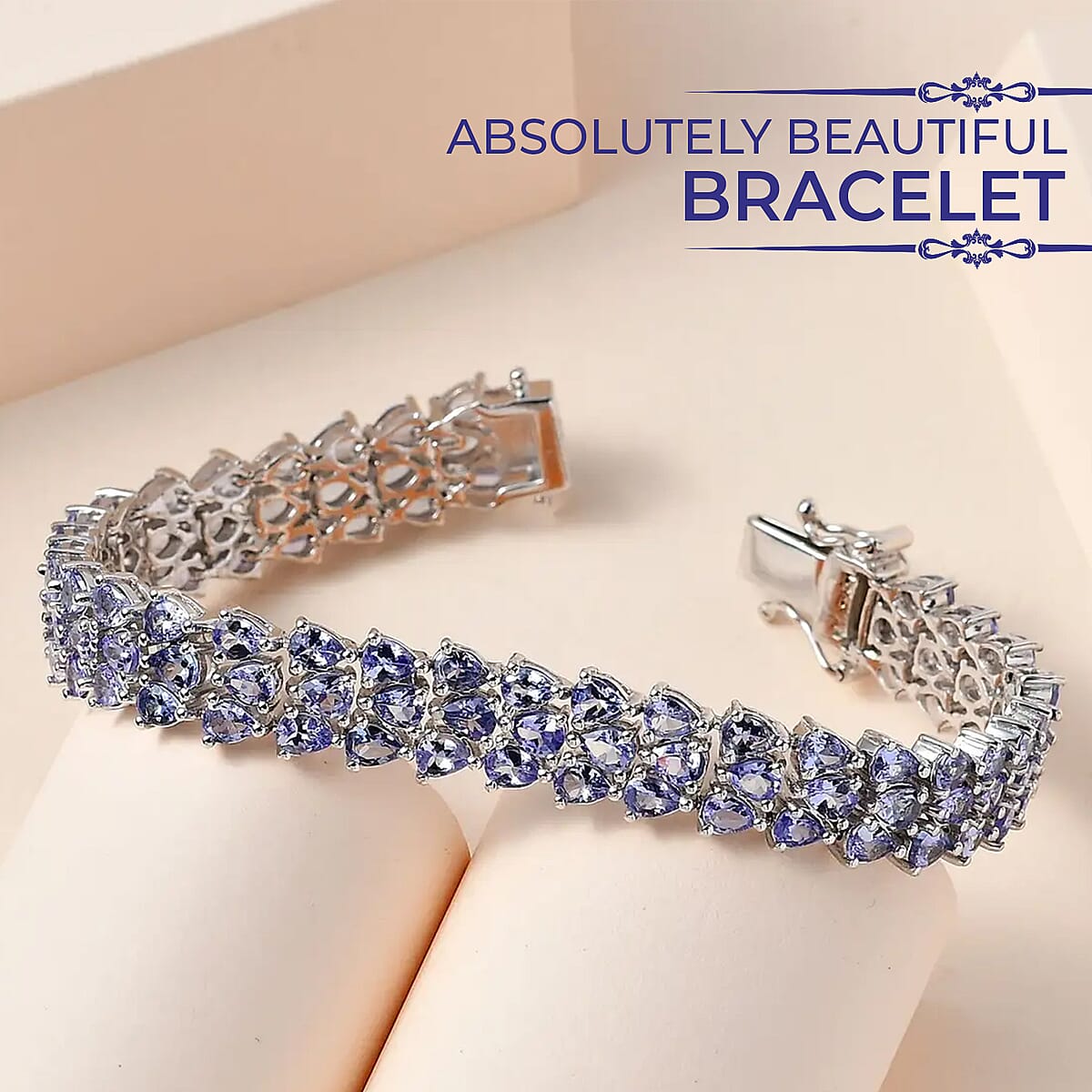 Karis Tanzanite Bracelet , Multi Row Bracelet , Bracelet in Platinum Bond , Jewelry For Her (6.50 In) 14.35 ctw image number 1