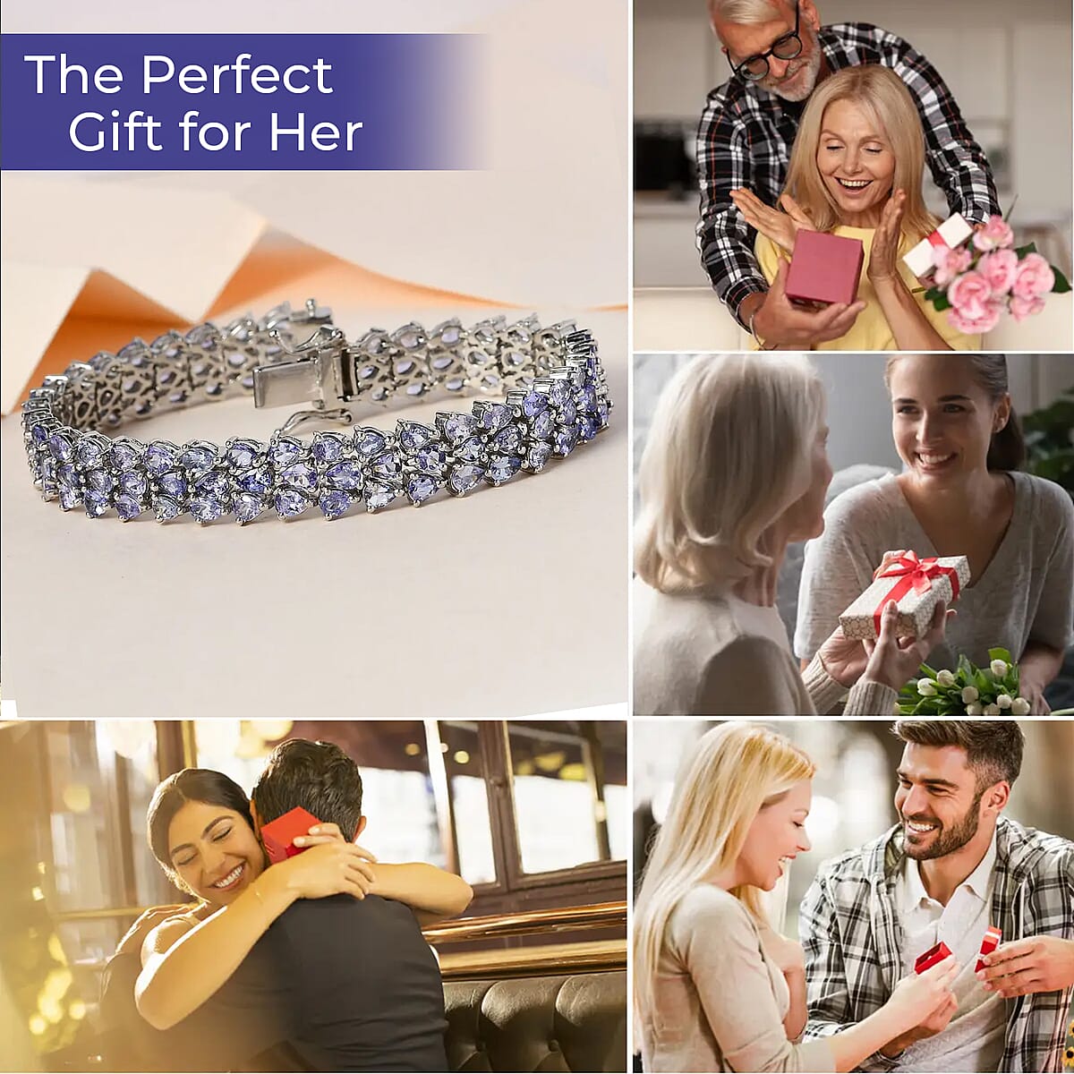 Karis Tanzanite Bracelet , Multi Row Bracelet , Bracelet in Platinum Bond , Jewelry For Her (6.50 In) 14.35 ctw image number 2
