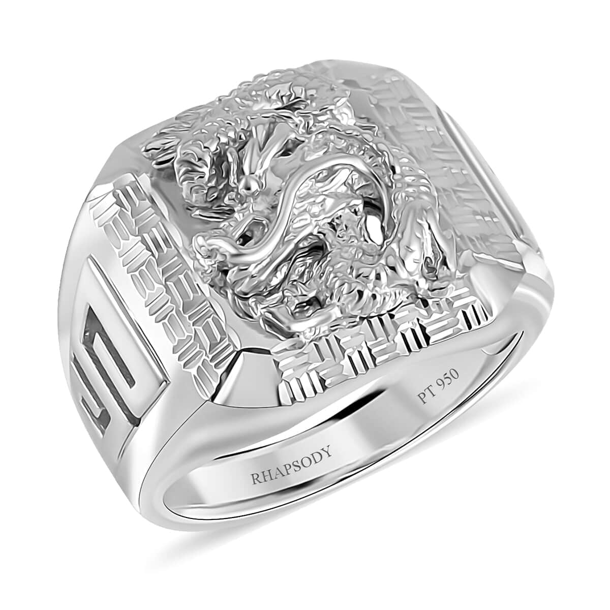 950 Platinum Dragon Men's Ring (Size 13.0) 28.15 Grams image number 0
