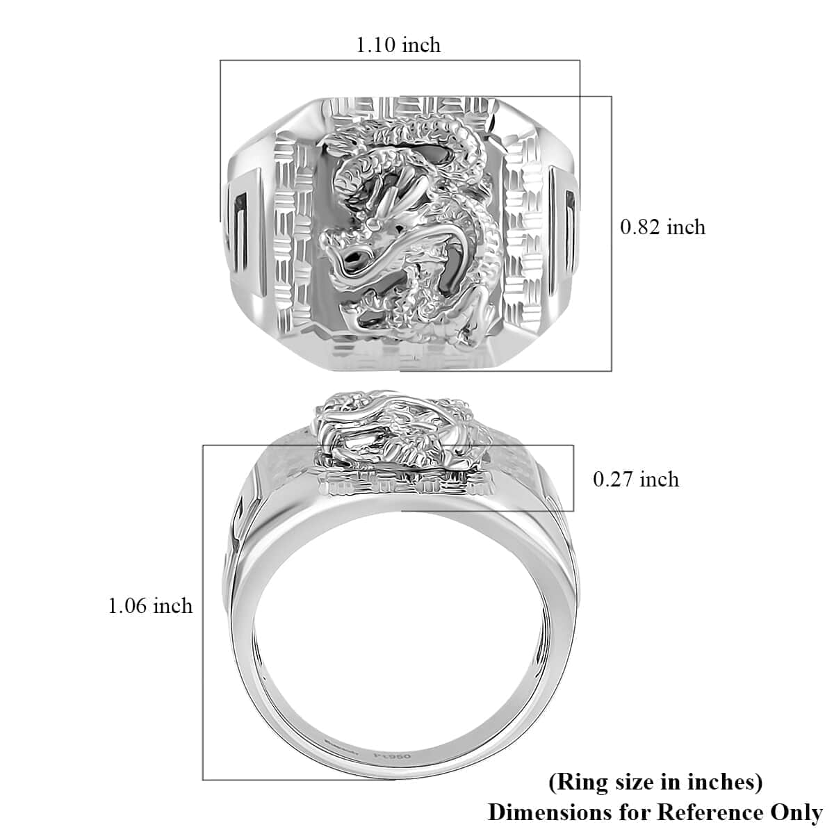 950 Platinum Dragon Men's Ring (Size 13.0) (28.60 g) image number 5