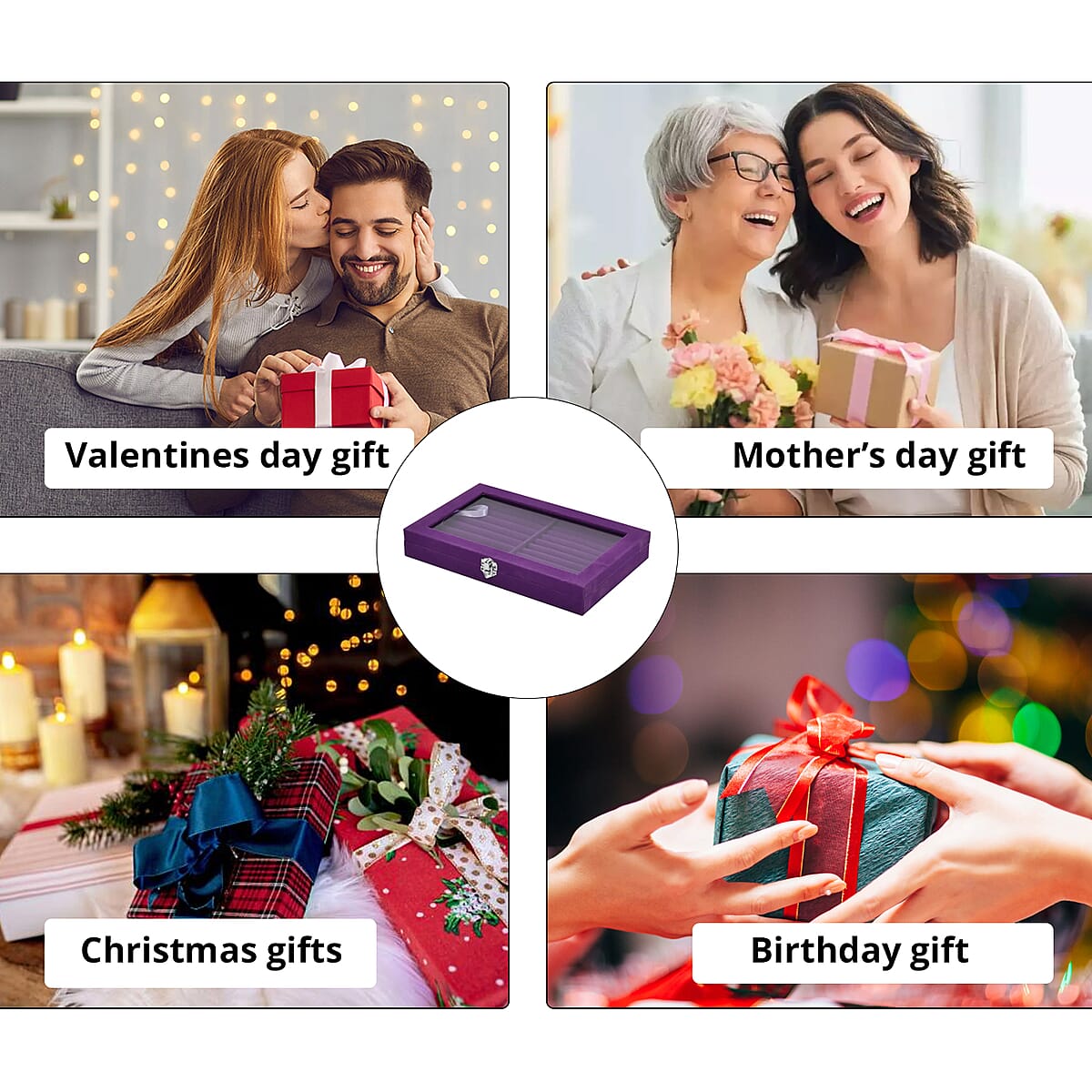 Purple Velvet Ring Box with Glass Window image number 3