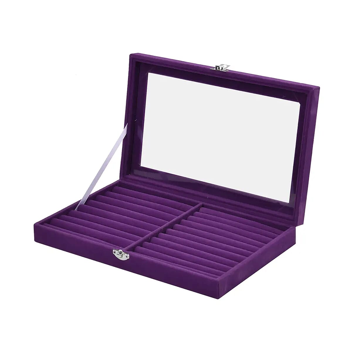 Purple Velvet Ring Box with Glass Window image number 6