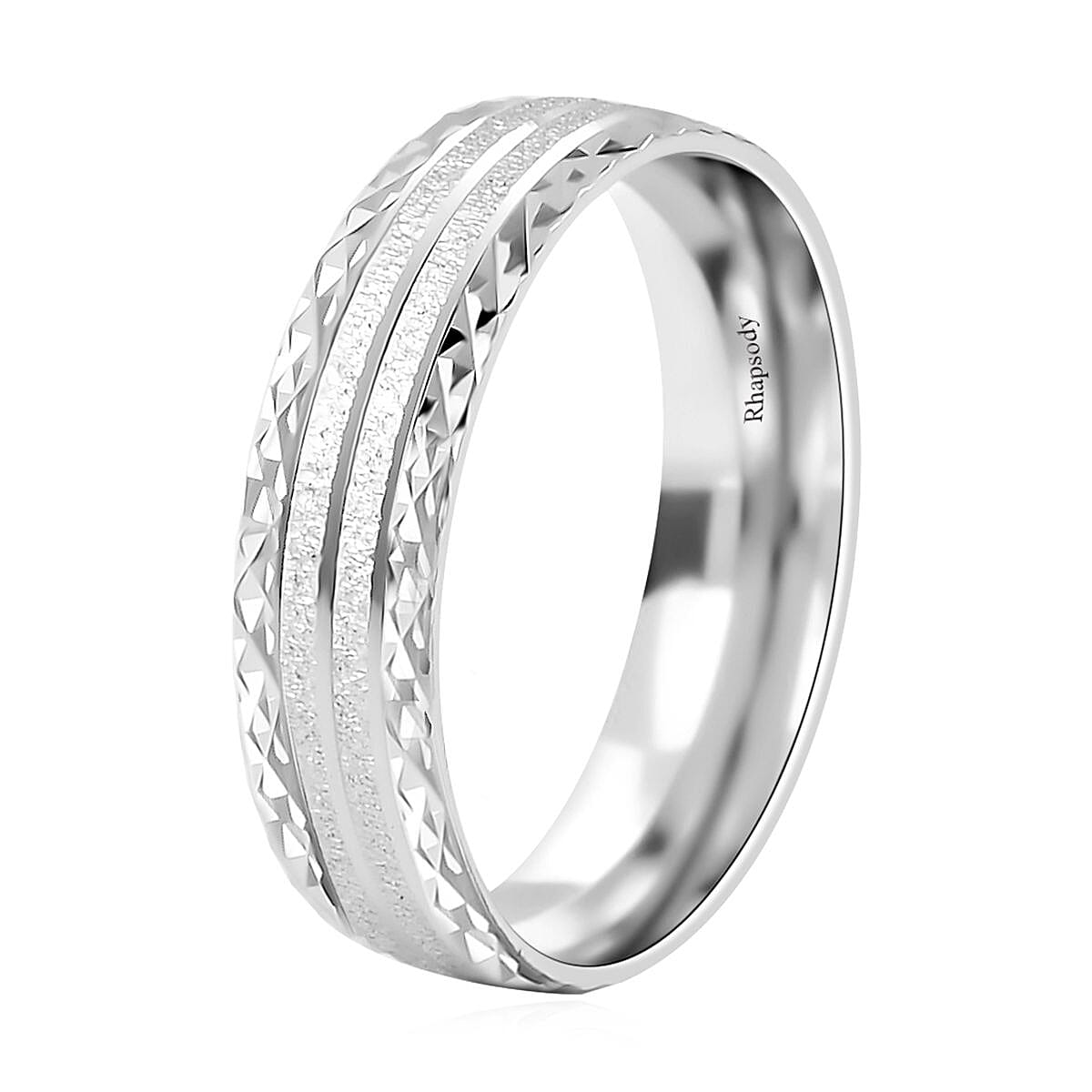 950 Platinum Hammered Textured Band Ring (Size 7.0) 5.70 Grams image number 3