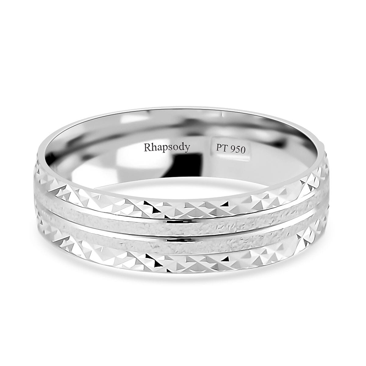 950 Platinum Hammered Textured Band Ring (Size 7.0) 5.70 Grams image number 4