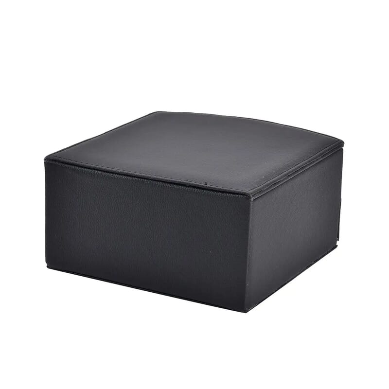 Black Faux Leather Fan Design 2 Layer Jewelry Box