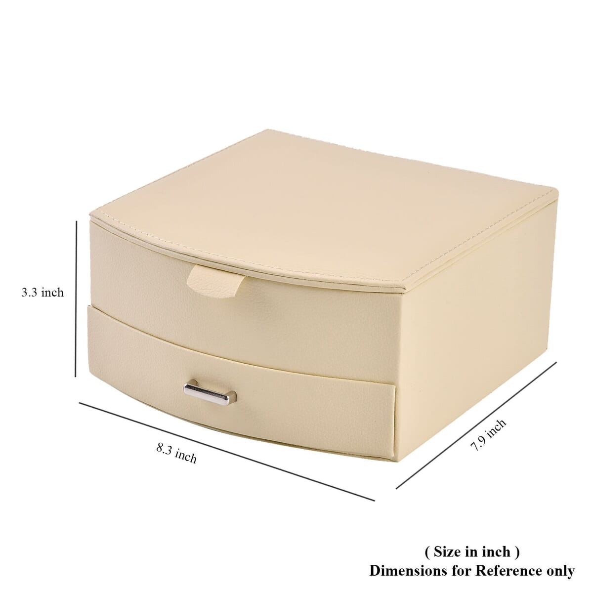Cream Faux Leather Fan Design 2 Layer Jewelry Box image number 6