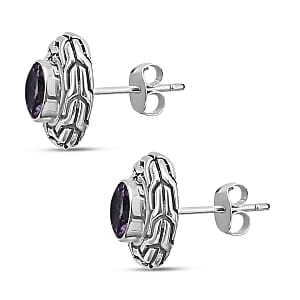 Rose de France Amethyst 1.70 ctw Earrings in Sterling Silver
