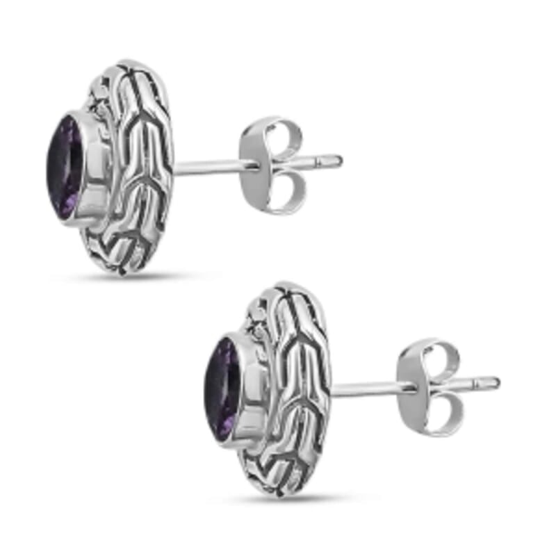 Rose de France Amethyst 1.70 ctw Earrings in Sterling Silver