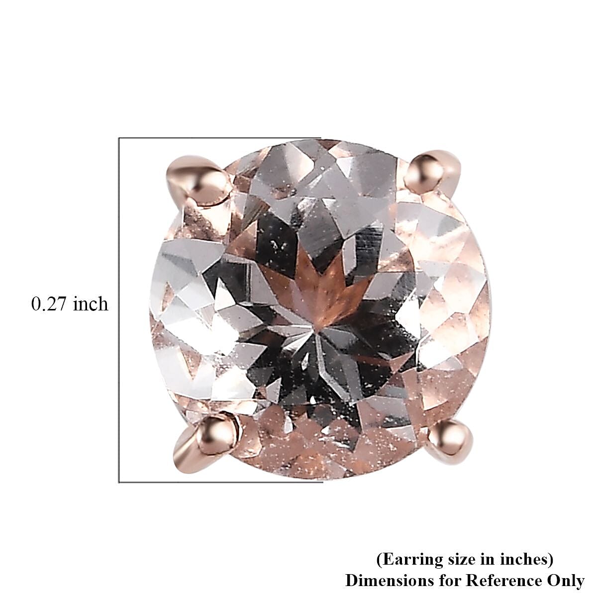 Pink Morganite Solitaire Stud Earrings in Vermeil Rose Gold Over Sterling Silver 1.50 ctw image number 4