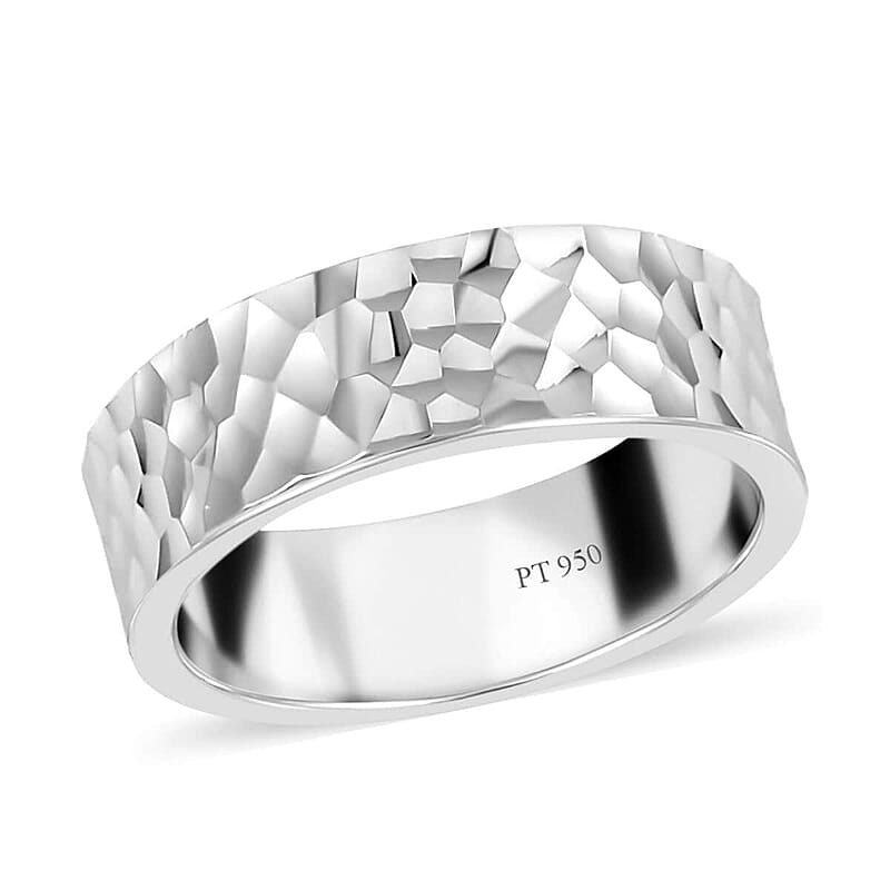 950 Platinum Hammer Texture Band Ring (Size 10.0) 10.85 Grams