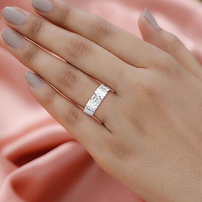 950 Platinum Hammer Texture Band Ring (Size 10.0) 10.85 Grams