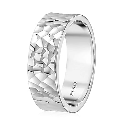 950 Platinum Hammer Texture Band Ring (Size 10.0) 10.85 Grams