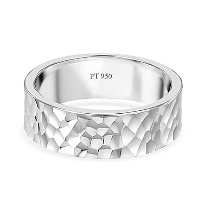 950 Platinum Hammer Texture Band Ring (Size 10.0) 10.85 Grams