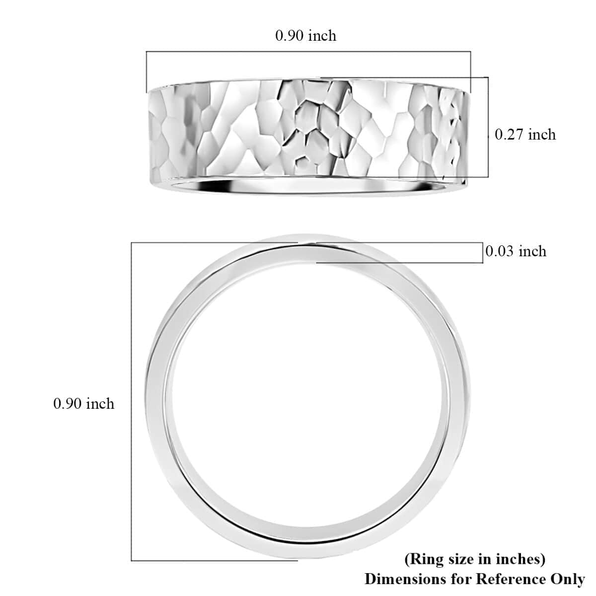 950 Platinum Hammer Texture Band Ring (Size 10.0) (9.90 g) image number 5