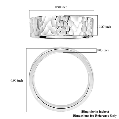 950 Platinum Hammer Texture Band Ring (Size 10.0) 10.85 Grams