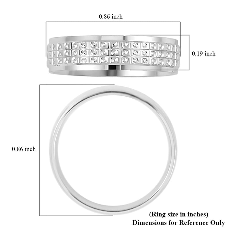 950 Platinum Textured Band Ring (Size 10.0) 6.20 Grams