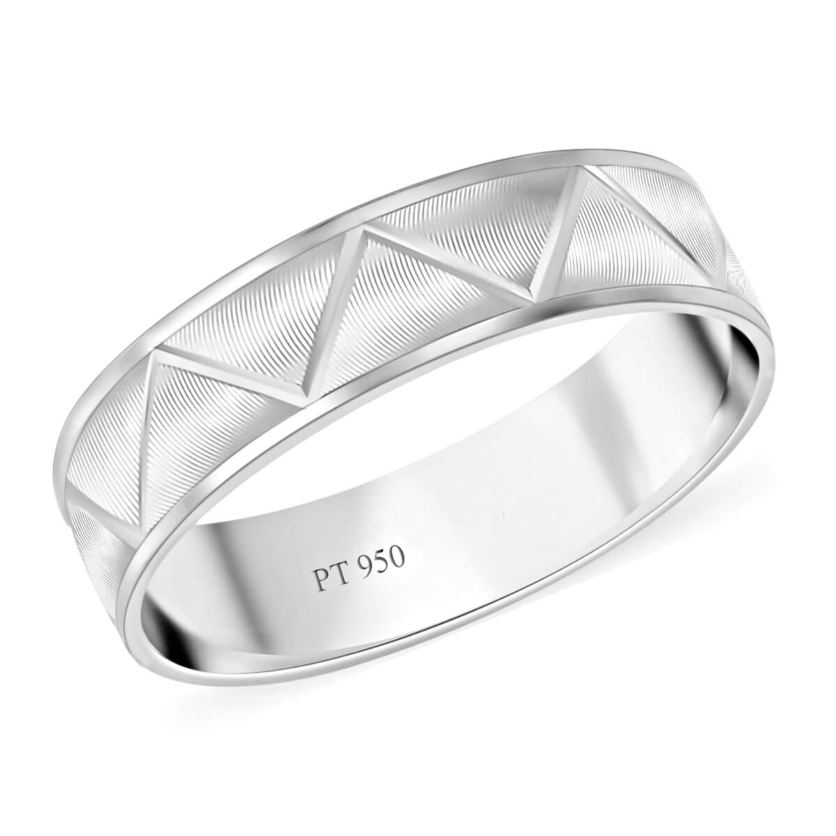 950 Platinum ZigZag Texture Band Ring (Size 7.0) 6.25 Grams image number 0