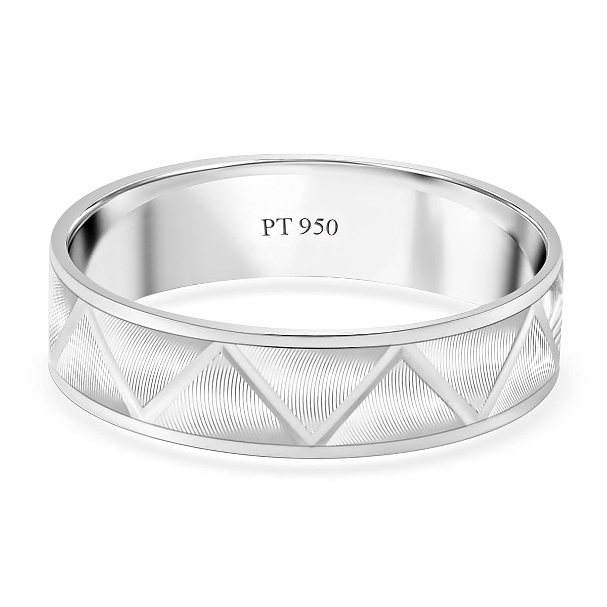 Doorbuster Rhapsody ZigZag Texture Band Ring in 950 Platinum (Size 8.0) 5.75 Grams image number 4