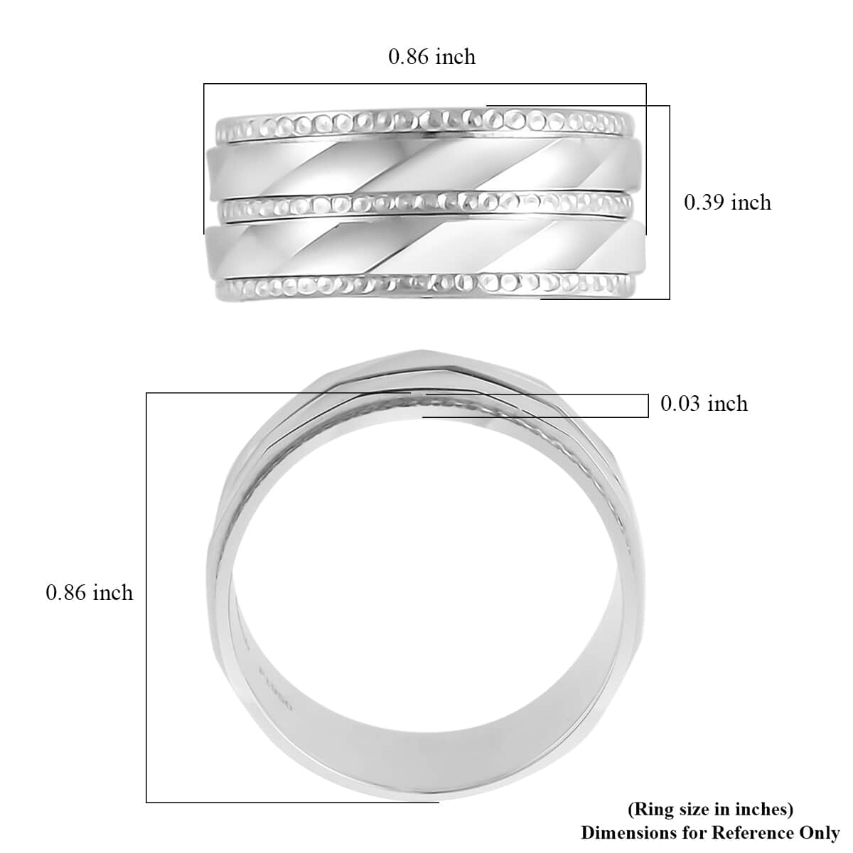 950 Platinum Double Wide Band Ring (Size 8.0) (8.80 g) image number 5