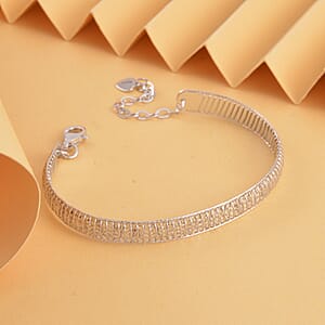 950 Platinum Diamond Cut Textured Bangle Bracelet (Size 7.50) 11.90 Grams