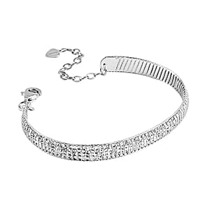 950 Platinum Diamond Cut Textured Bangle Bracelet (Size 7.50) 11.90 Grams