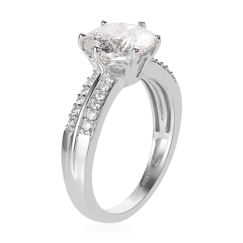 Moissanite Ring in Platinum Over Sterling Silver (Size 10.0) 2.75 ctw