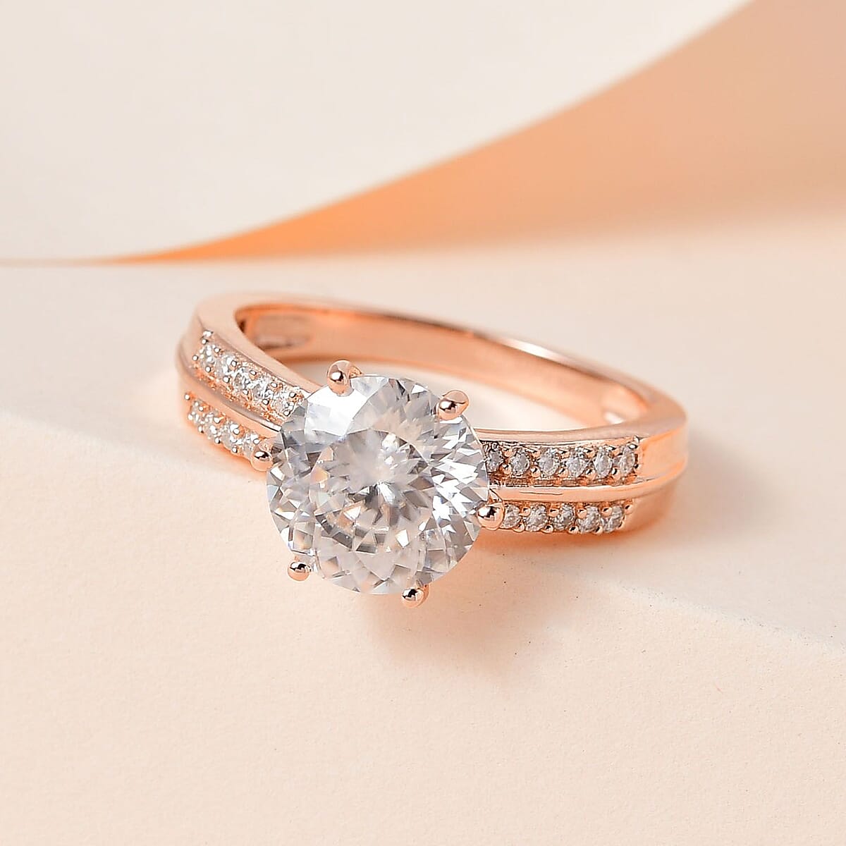 Moissanite Ring in Vermeil Rose Gold Over Sterling Silver (Size 5.0) 2.75 ctw image number 1