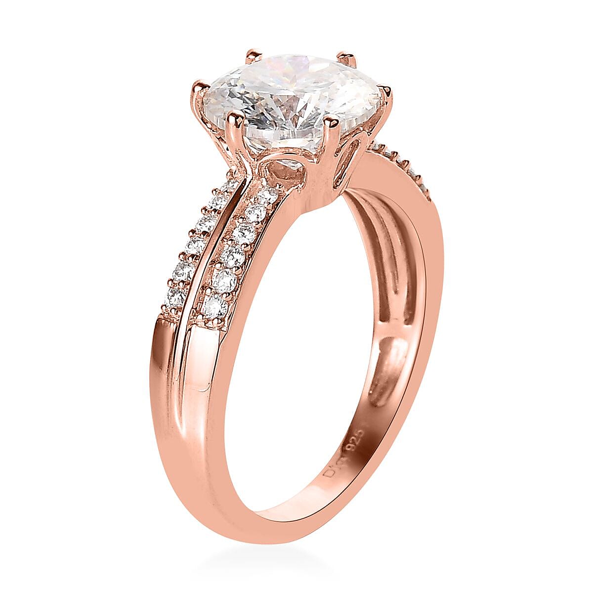Moissanite Ring in Vermeil Rose Gold Over Sterling Silver (Size 5.0) 2.75 ctw image number 3