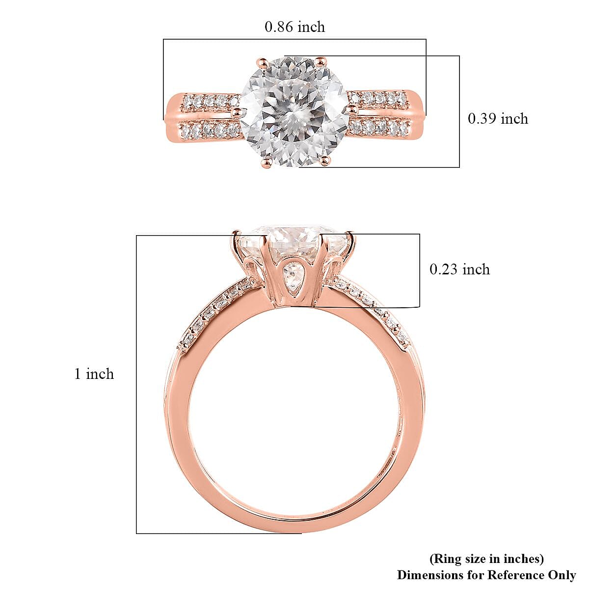 Moissanite Ring in Vermeil Rose Gold Over Sterling Silver (Size 5.0) 2.75 ctw image number 5