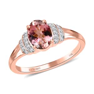 Luxoro 10K Rose Gold Premium Morro Redondo Pink Tourmaline and Moissanite Ring (Size 10.0) 1.35 ctw