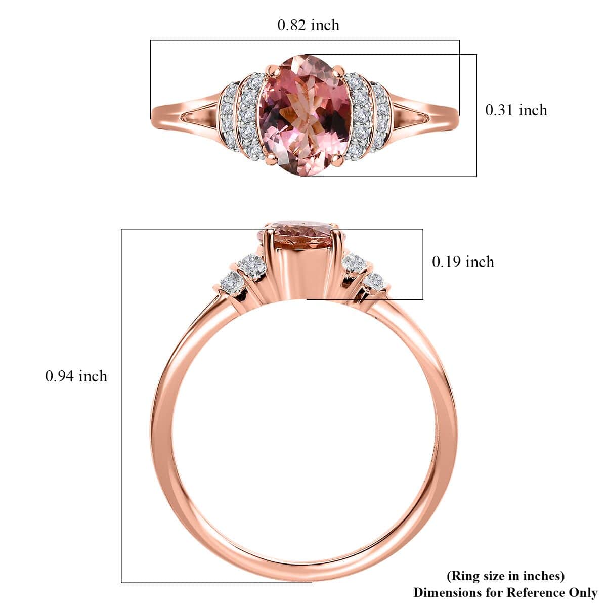 Luxoro 10K Rose Gold Premium Morro Redondo Pink Tourmaline and Moissanite Ring (Size 10.0) 1.35 ctw image number 5