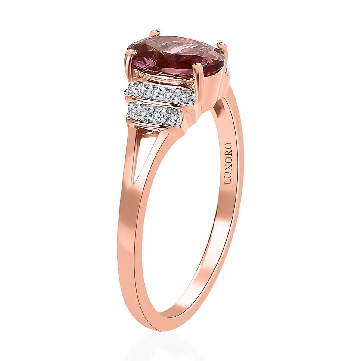 Luxoro 10K Rose Gold Premium Morro Redondo Pink Tourmaline and Moissanite Ring (Size 6.0) 1.35 ctw image number 3