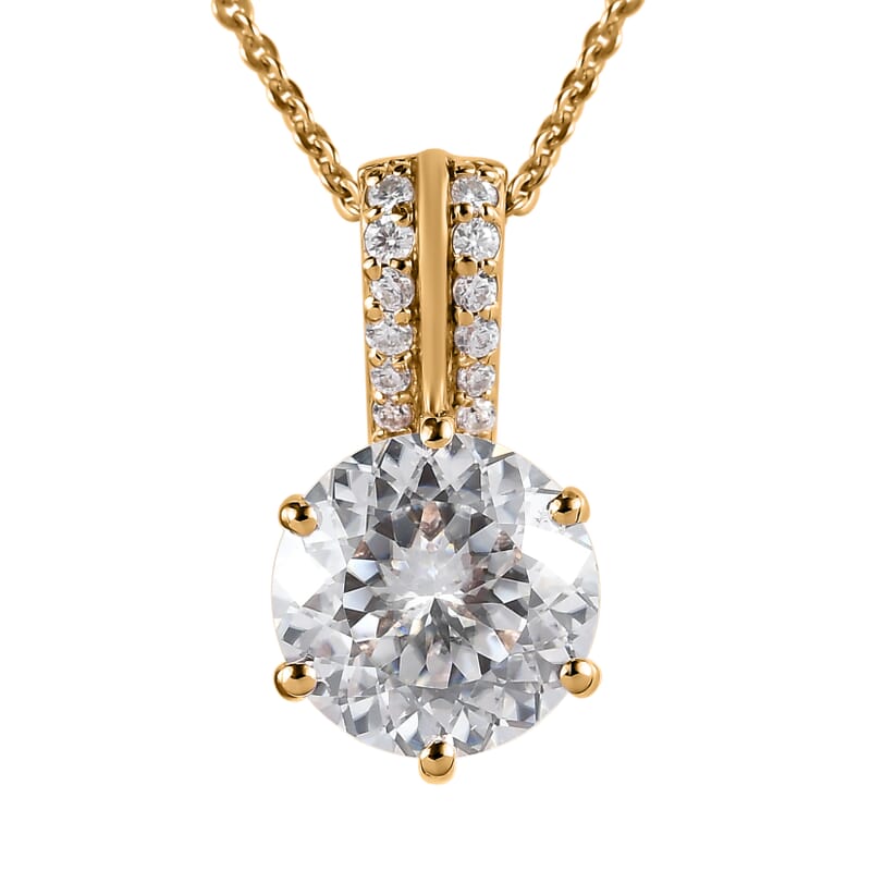 Moissanite 2.60 ctw Pendant in Vermeil Yellow G oldOver Sterling Silver