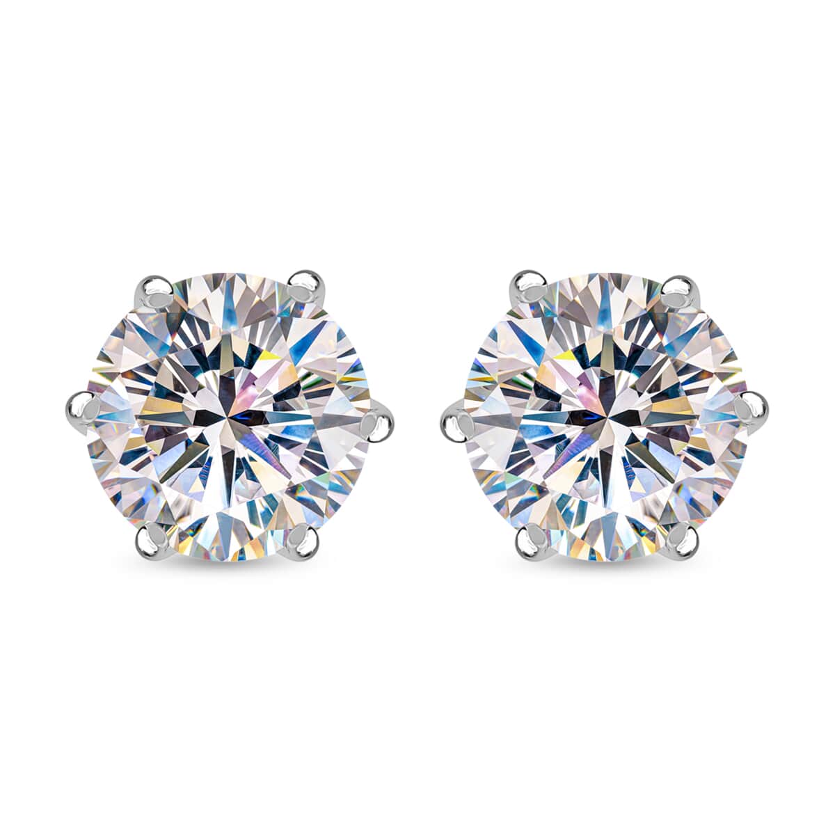 Moissanite Solitaire Stud Earrings in Platinum Over Sterling Silver 3.65 ctw image number 0