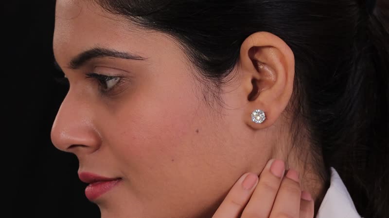 Moissanite Solitaire Stud Earrings in Platinum Over Sterling Silver 3.65 ctw