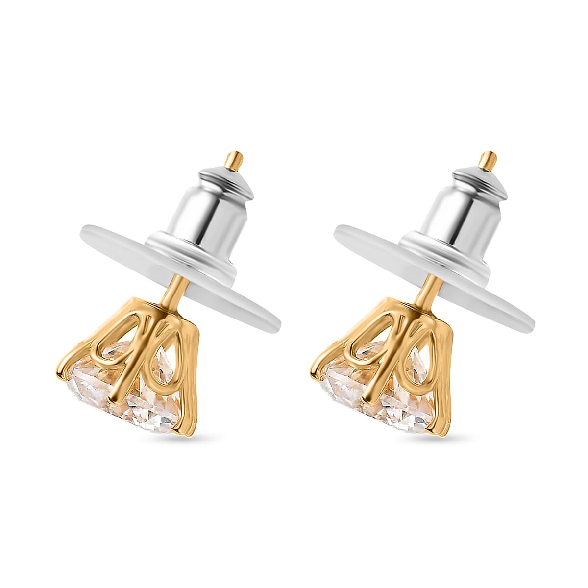 Moissanite Solitaire Stud Earrings, Vermeil Yellow Gold Over Sterling Silver Earrings, Moissanite Jewelry, Moissanite Earrings, Gifts For Her 3.40 ctw image number 4