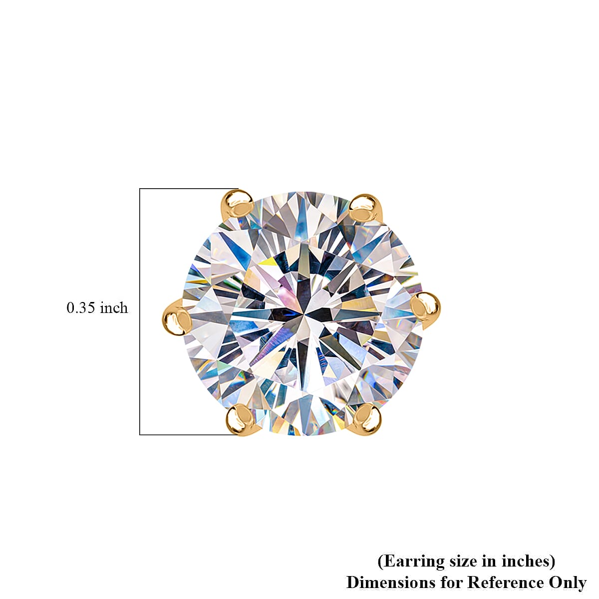 Moissanite Solitaire Stud Earrings, Vermeil Yellow Gold Over Sterling Silver Earrings, Moissanite Jewelry, Moissanite Earrings, Gifts For Her 3.40 ctw image number 6