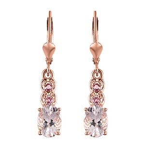 Pink Morganite and Morro Redondo Pink Tourmaline Dangling Earrings in Vermeil Rose Gold Over Sterling Silver 2.25 ctw