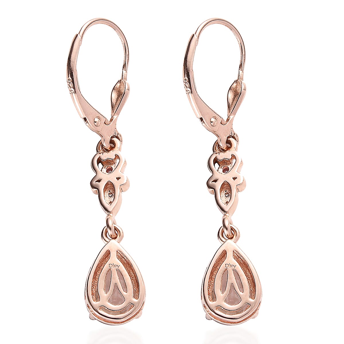 Pink Morganite and Multi Gemstone Dangling Earrings in Vermeil Rose Gold Over Sterling Silver 2.00 ctw image number 3
