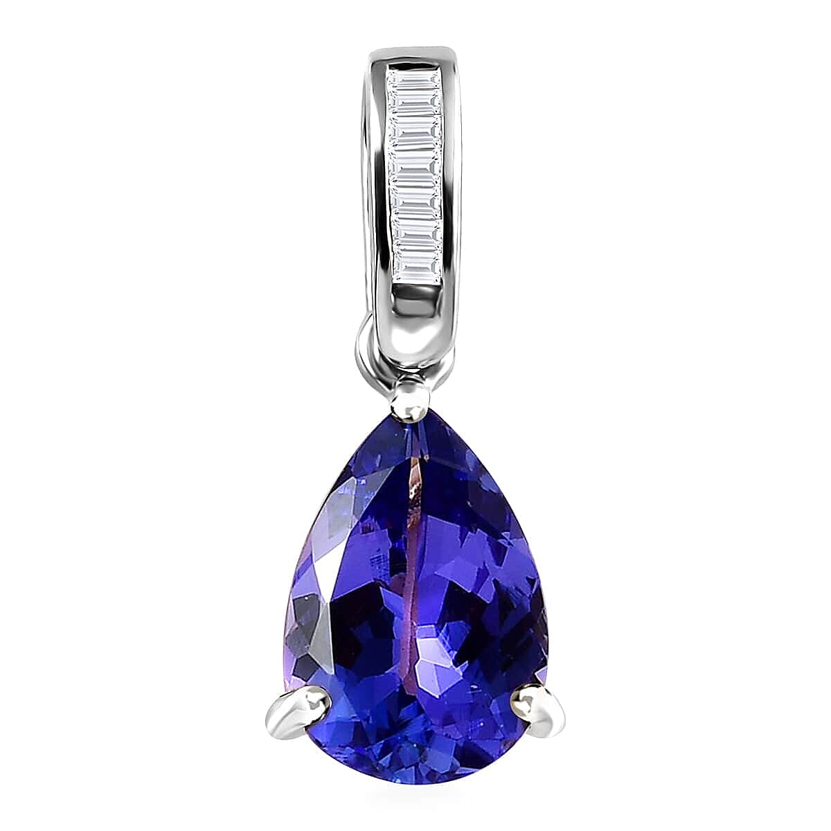 Luxoro 10K White Gold Premium Tanzanite and G-H I2 Diamond Pendant 2.05 ctw image number 0