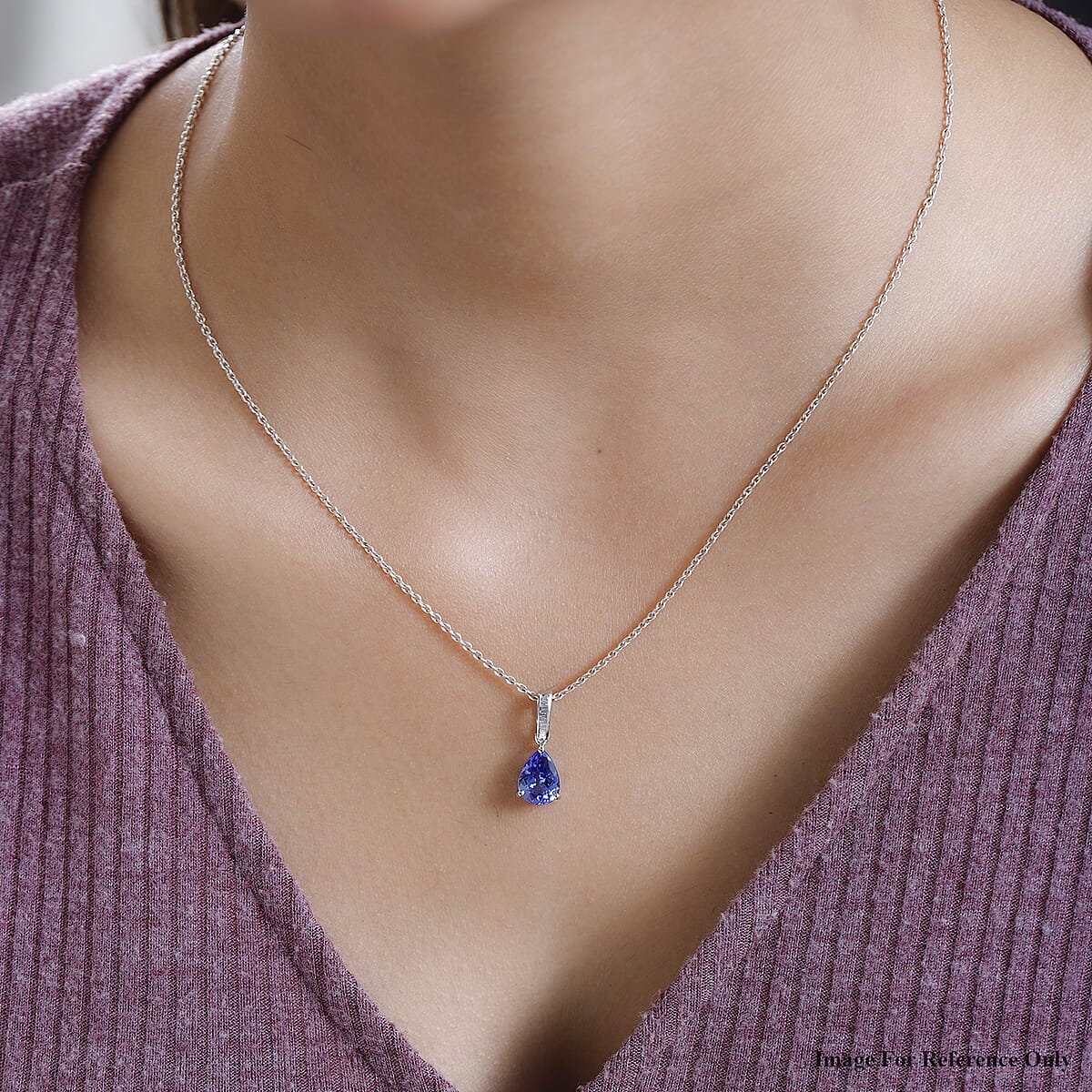 Luxoro 10K White Gold Premium Tanzanite and G-H I2 Diamond Pendant 2.05 ctw image number 2