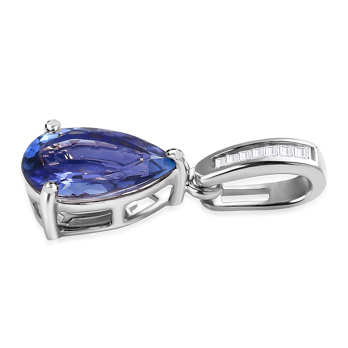 Luxoro 10K White Gold Premium Tanzanite and G-H I2 Diamond Pendant 2.05 ctw image number 3