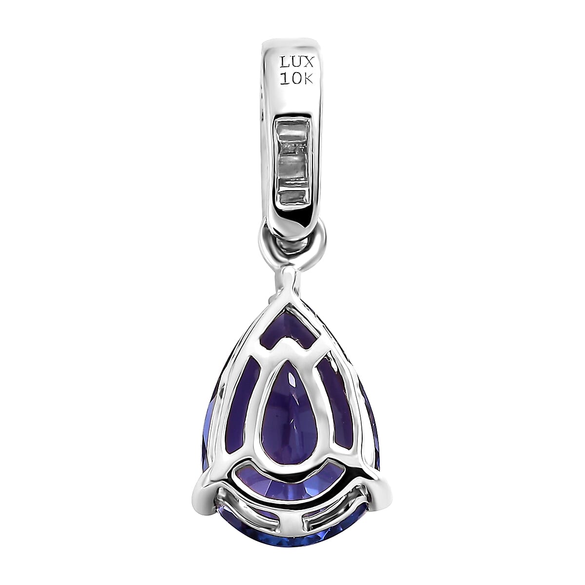Luxoro 10K White Gold Premium Tanzanite and G-H I2 Diamond Pendant 2.05 ctw image number 4