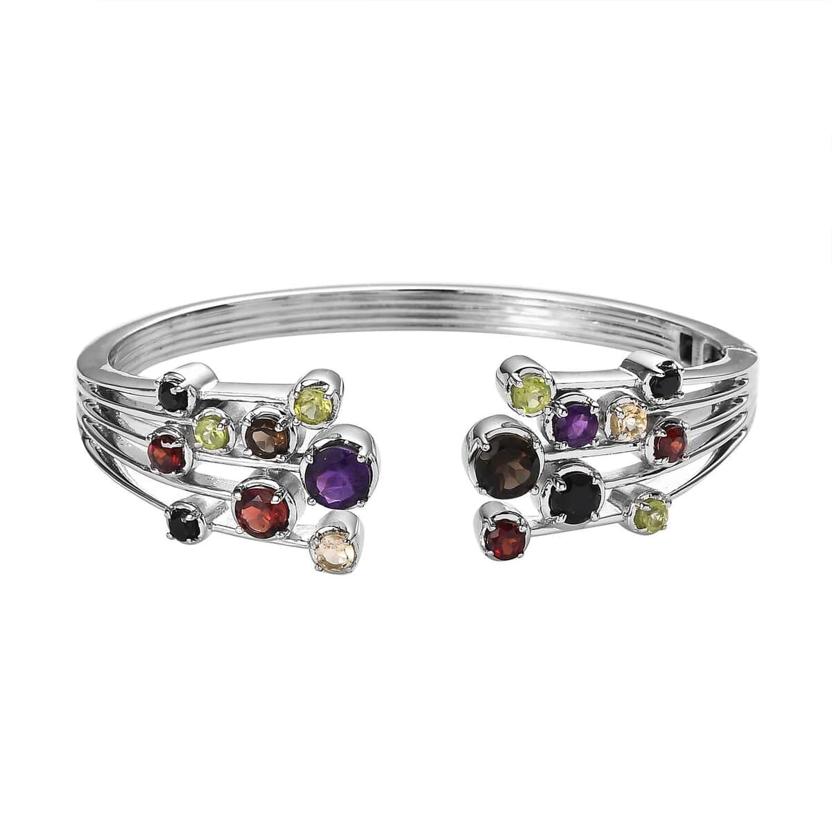 Karis Multi Gemstone Cuff Bracelet in Platinum Bond (6.50 In) 5.35 ctw image number 0