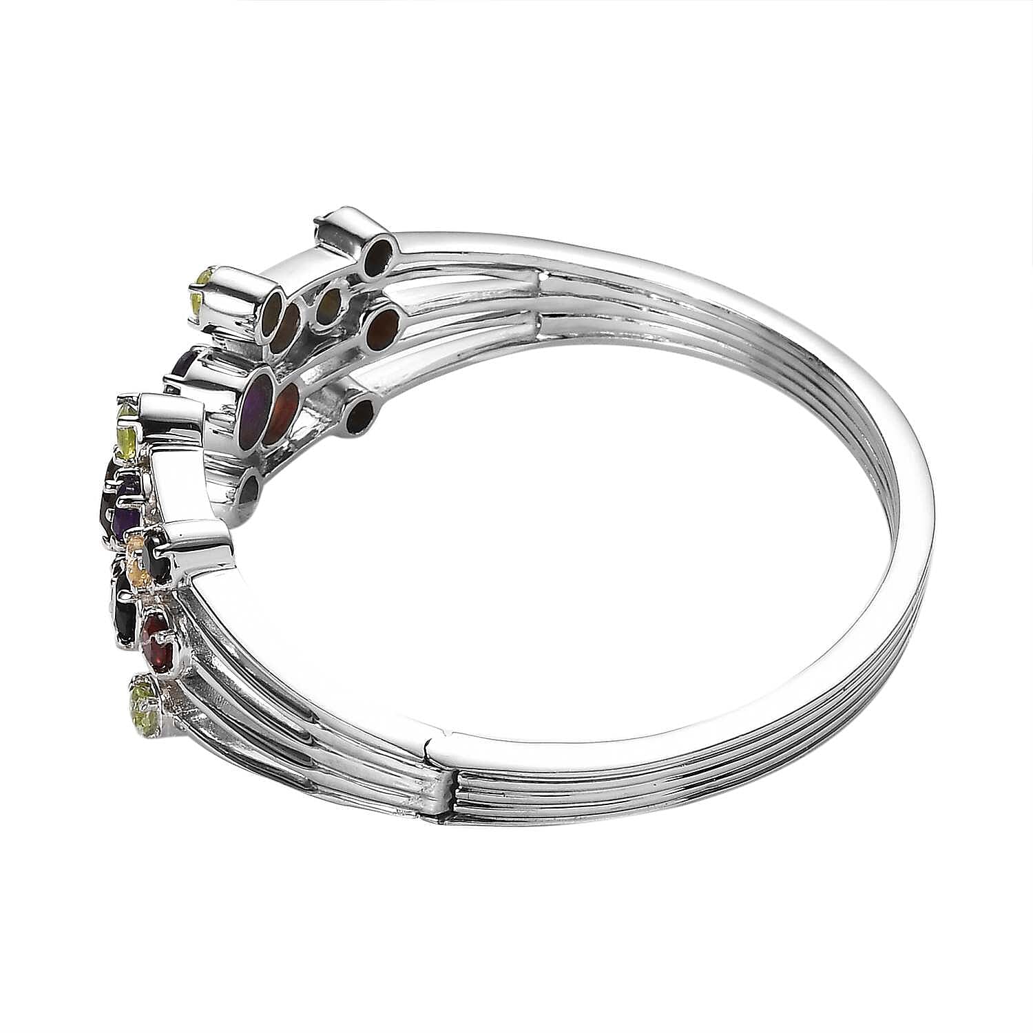 Karis Multi Gemstone Cuff Bracelet in Platinum Bond (6.50 In) 5.35 ctw