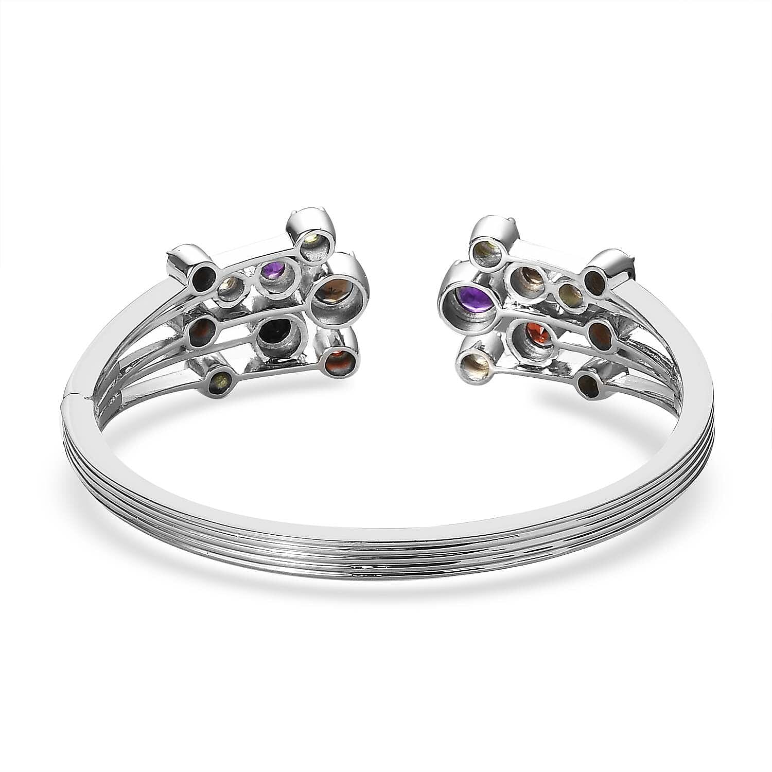 Karis Multi Gemstone Cuff Bracelet in Platinum Bond (6.50 In) 5.35 ctw