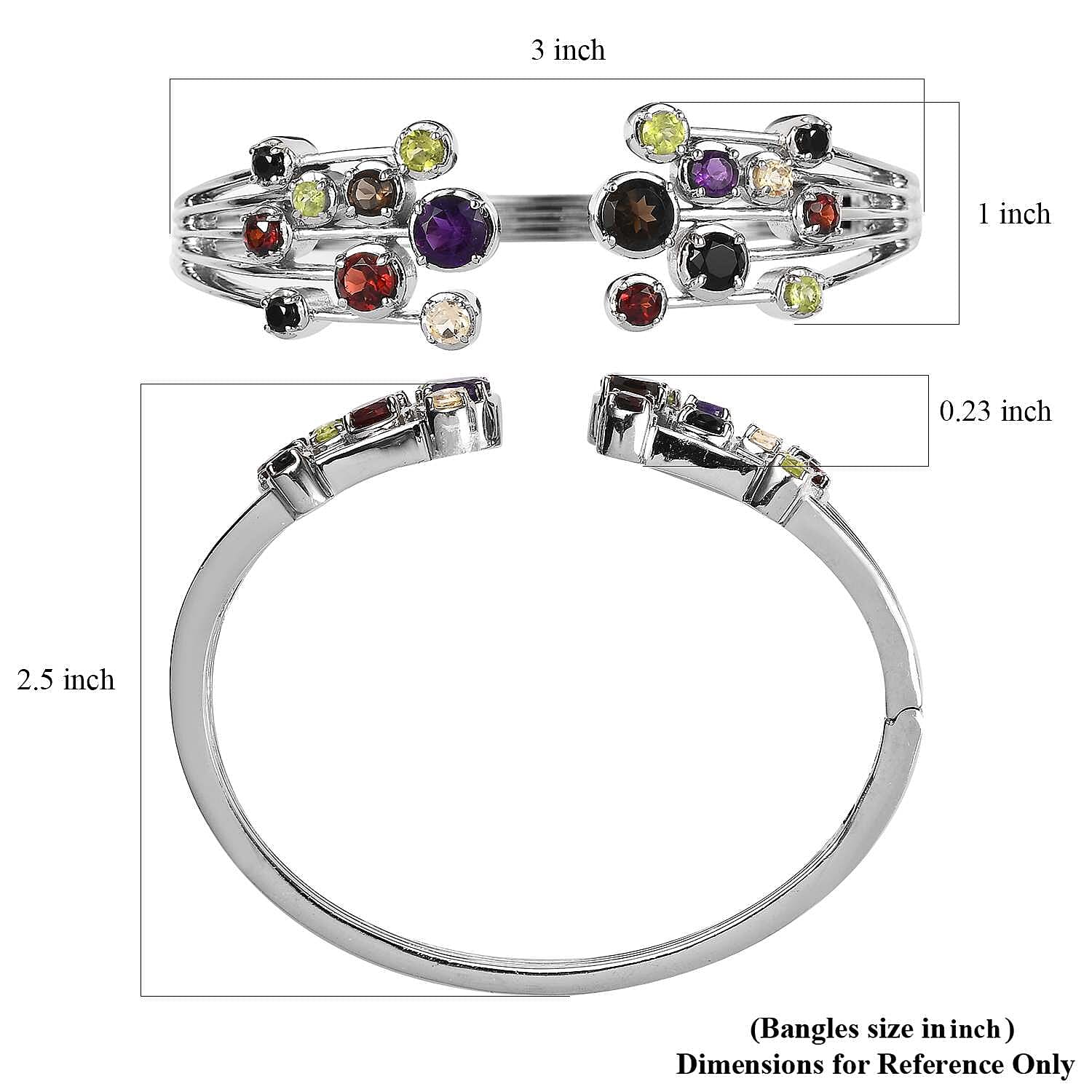 Karis Multi Gemstone Cuff Bracelet in Platinum Bond (6.50 In) 5.35 ctw