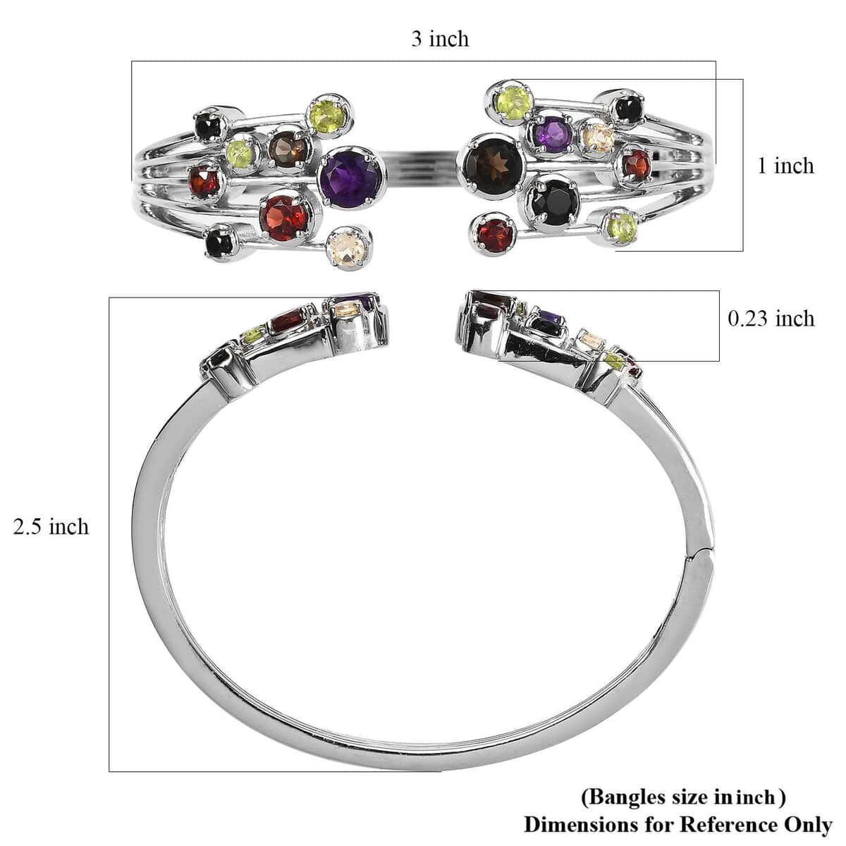 Karis Multi Gemstone Cuff Bracelet in Platinum Bond (6.50 In) 5.35 ctw image number 5